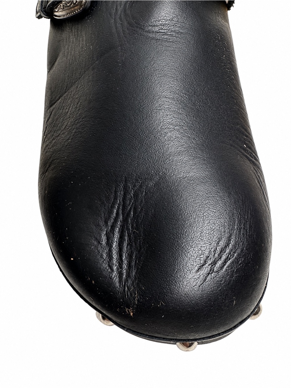 Maje Black Leather Platform Wood Clogs Studded Buckle NWOB 40 US 9.5 - Picture 11 of 11